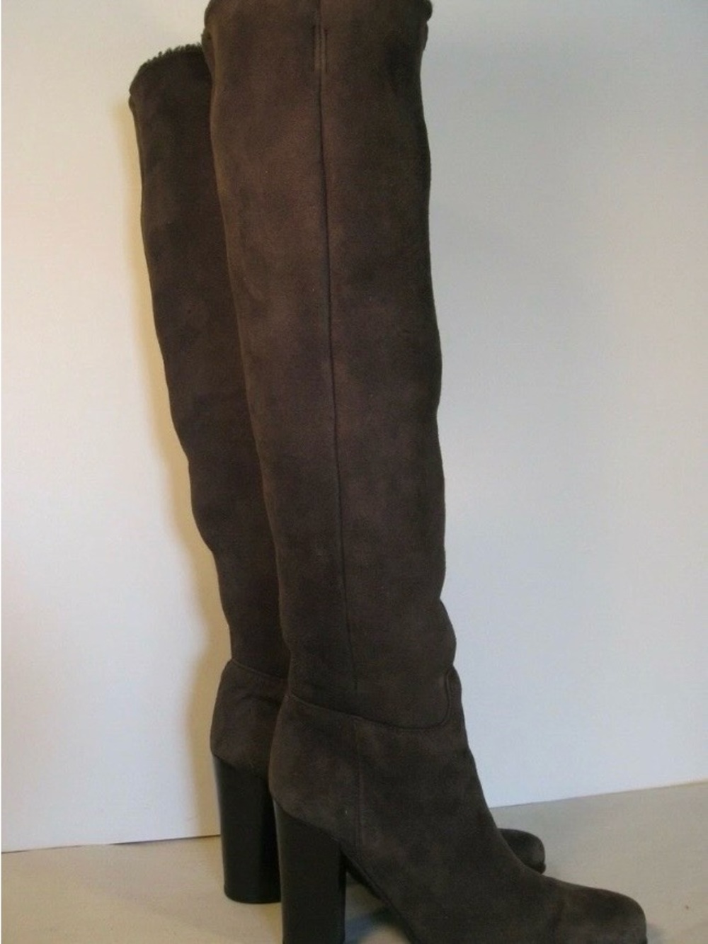 RARE, Authentic PRADA Milano Dark Brown Suede  Knee High Boots (37.5/US 7.5)